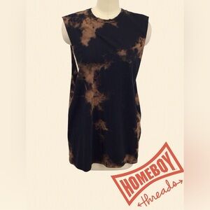 Topman Black and Brown Tie-Dye Muscle Tee